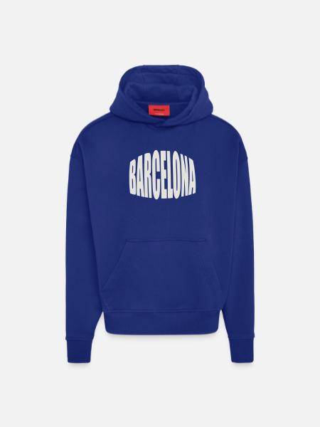 Barcelona Large Logo - Hoodie- made by SPREAD  - SOLID BLACK