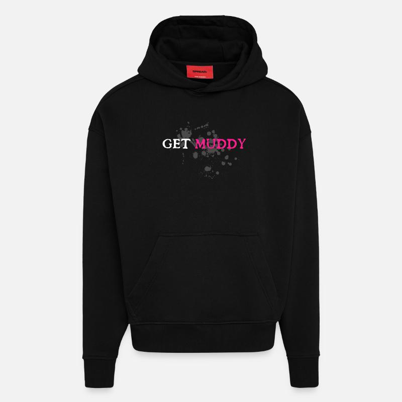 Course boueuse Schlammlauf Mud Run Muddy - Sweat à capuche bio épais oversize fabriqué en UE - SOLID BLACK