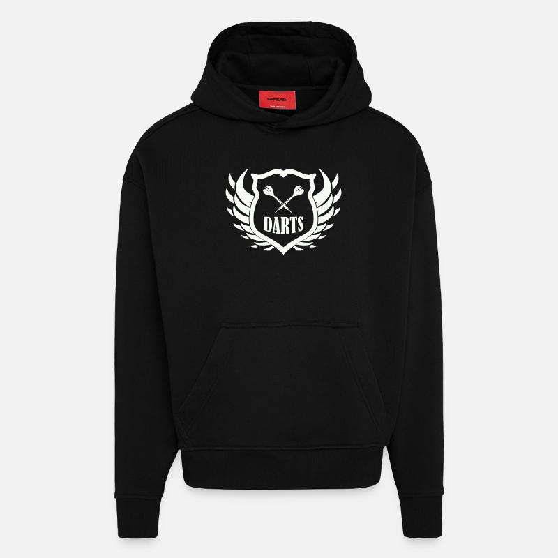 darts_shield - Sweat à capuche bio épais oversize fabriqué en UE - SOLID BLACK