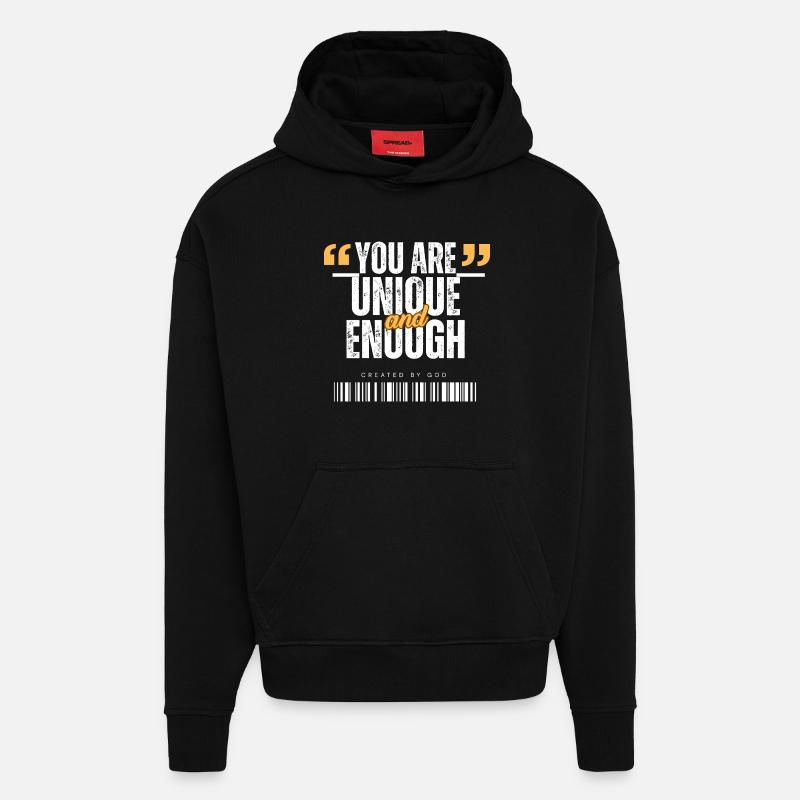 You_are_Unique - Sweat à capuche bio épais oversize fabriqué en UE - SOLID BLACK
