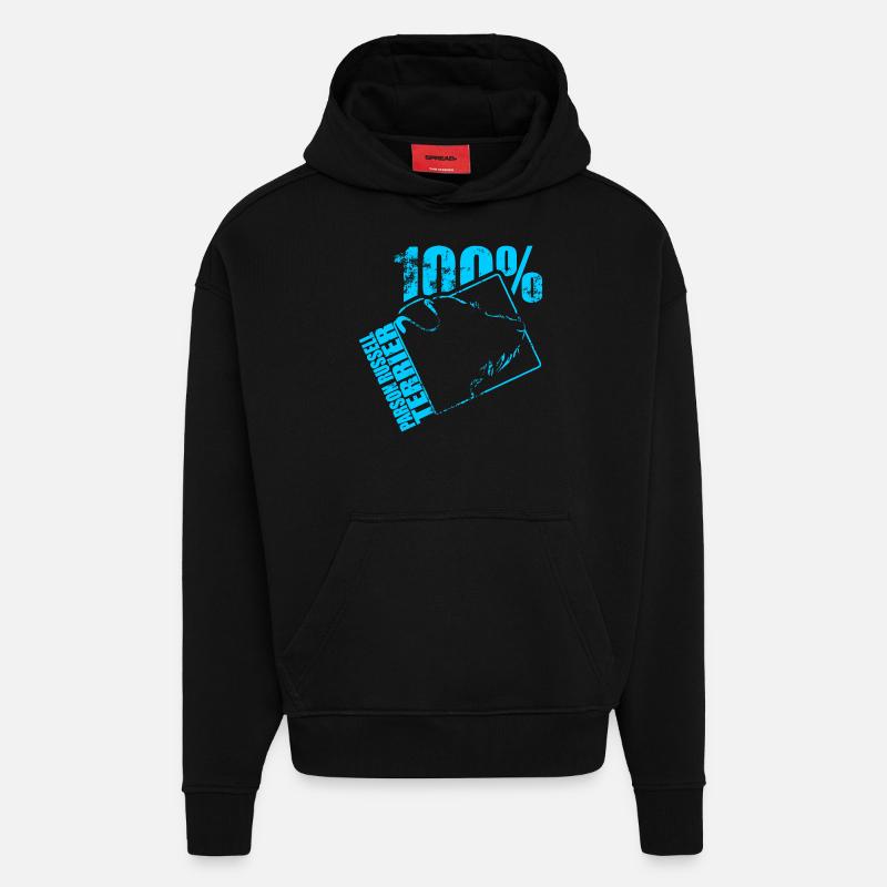 100 TERRIER PASTEUR RUSSELL - Sweat à capuche bio épais oversize fabriqué en UE - SOLID BLACK