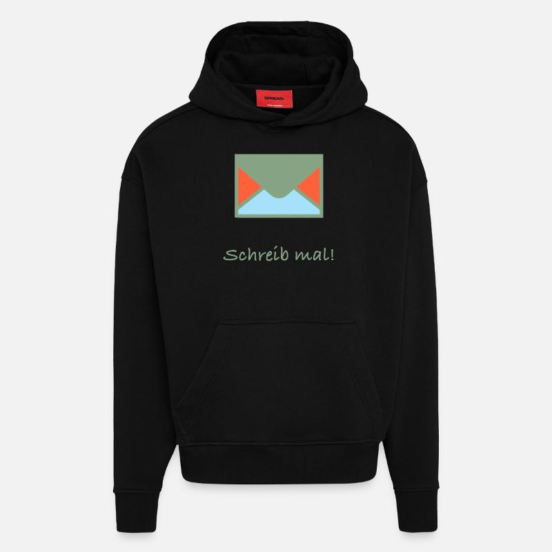 Enveloppe avec le lettrage écrivez ! - Sweat à capuche bio épais oversize fabriqué en UE - SOLID BLACK