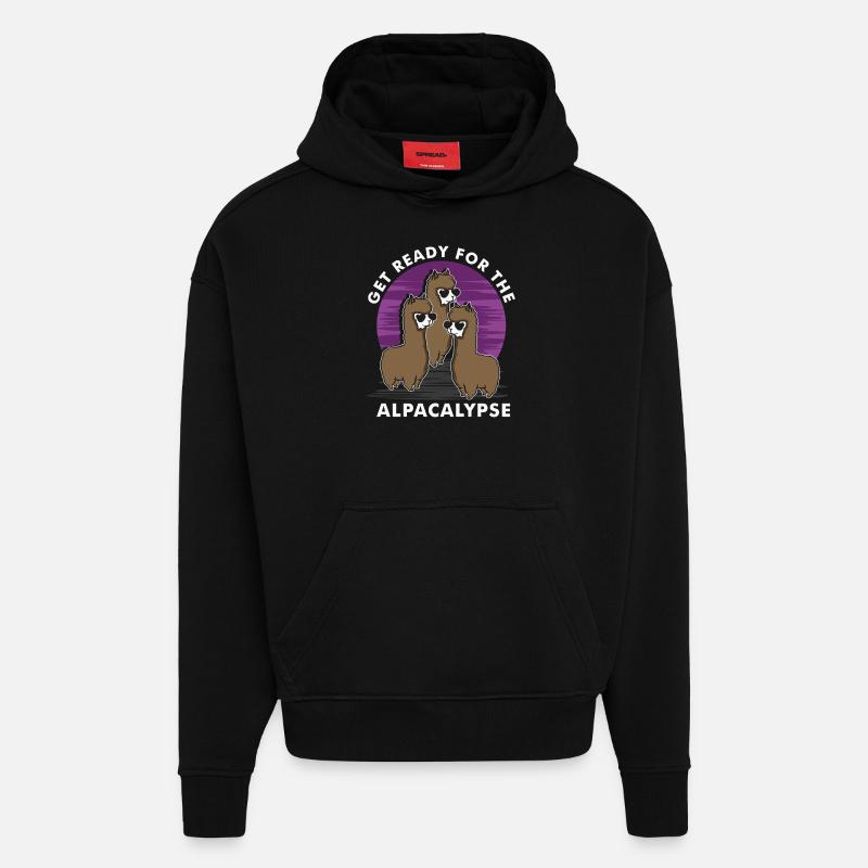Préparez-vous pour l'alpakalypse - Sweat à capuche bio épais oversize fabriqué en UE - SOLID BLACK