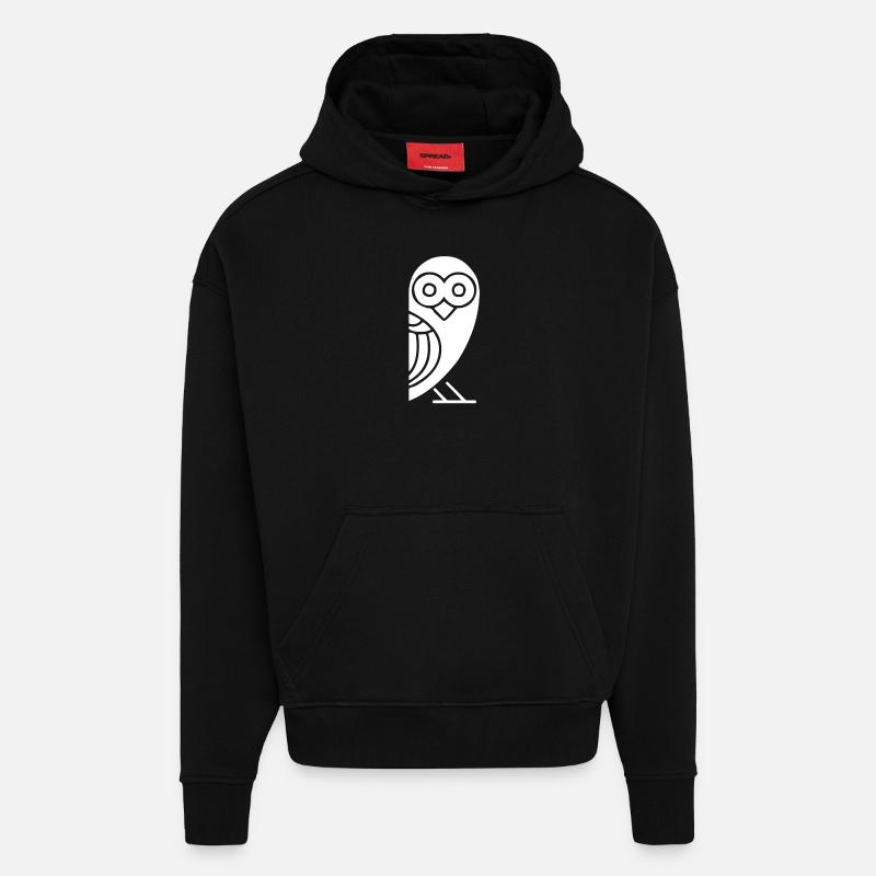 Chouette de grands yeux - Sweat à capuche bio épais oversize fabriqué en UE - SOLID BLACK