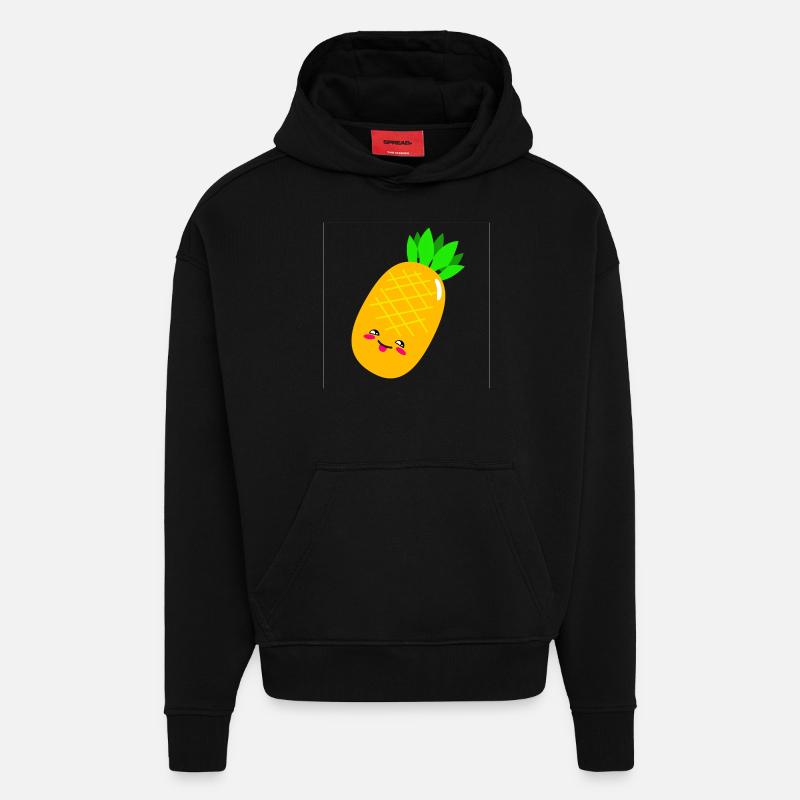 ananas - Sweat à capuche bio épais oversize fabriqué en UE - SOLID BLACK