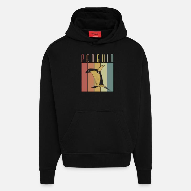 Pinguin Oldshool Geschenk Idee - Hoodie- made by SPREAD  - SOLID BLACK