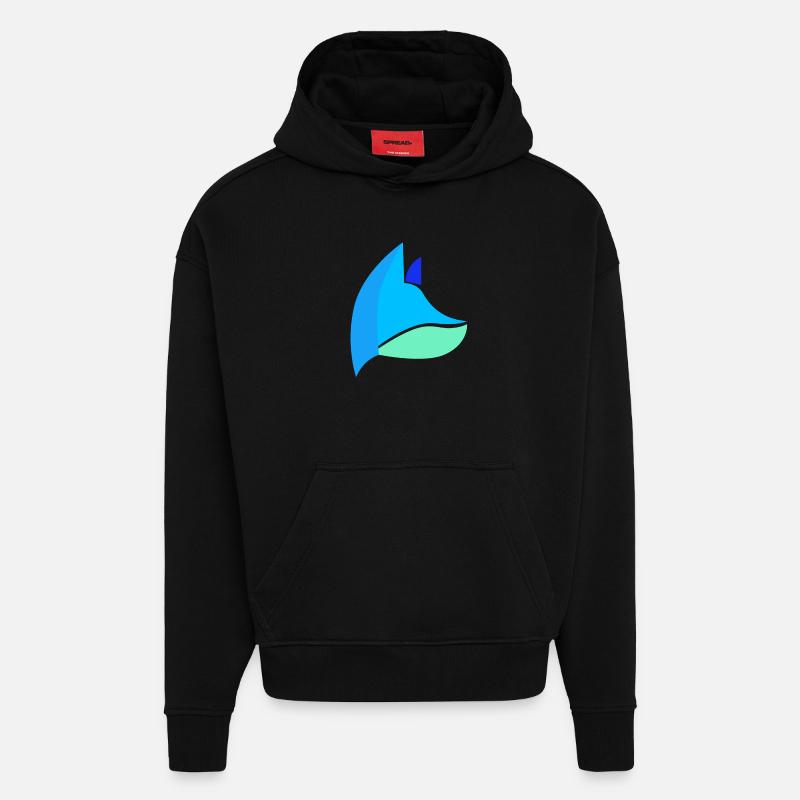 Fox bleu - Sweat à capuche bio épais oversize fabriqué en UE - SOLID BLACK