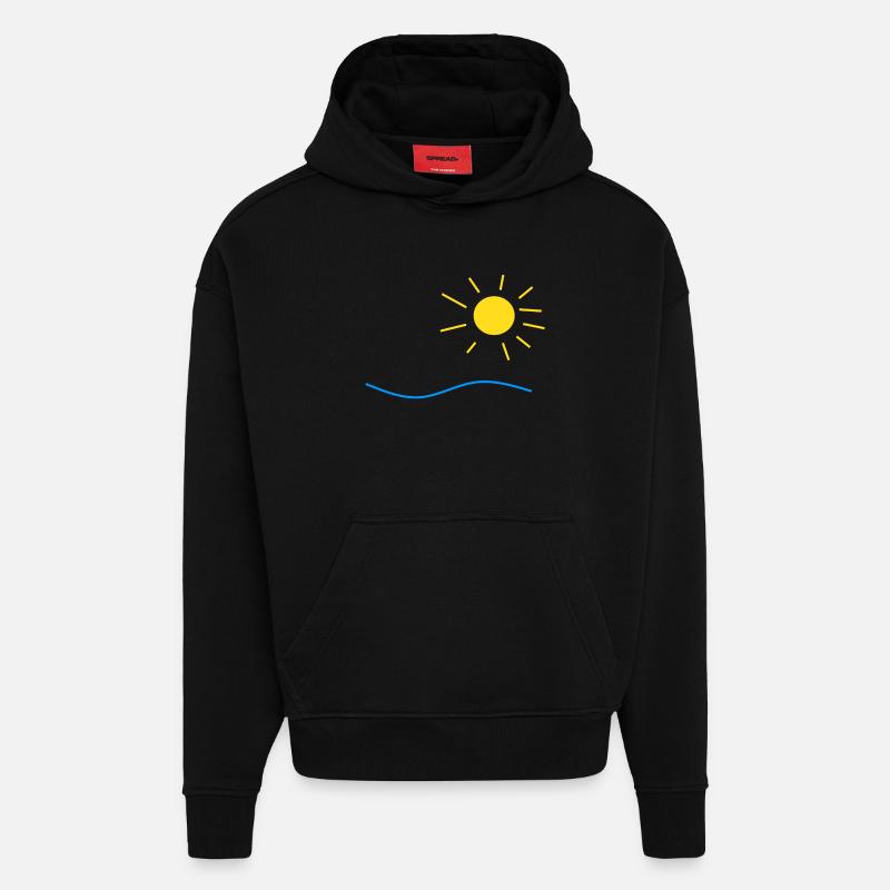 Soleil et mer - Sweat à capuche bio épais oversize fabriqué en UE - SOLID BLACK
