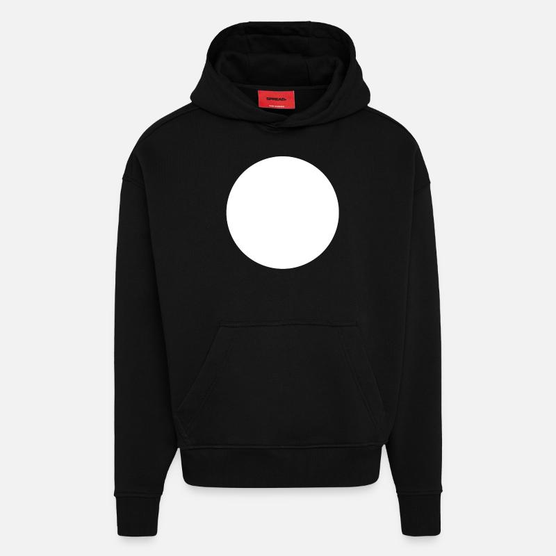 Great White Circle Minimalism - Hoodie- made by SPREAD  - SOLID BLACK