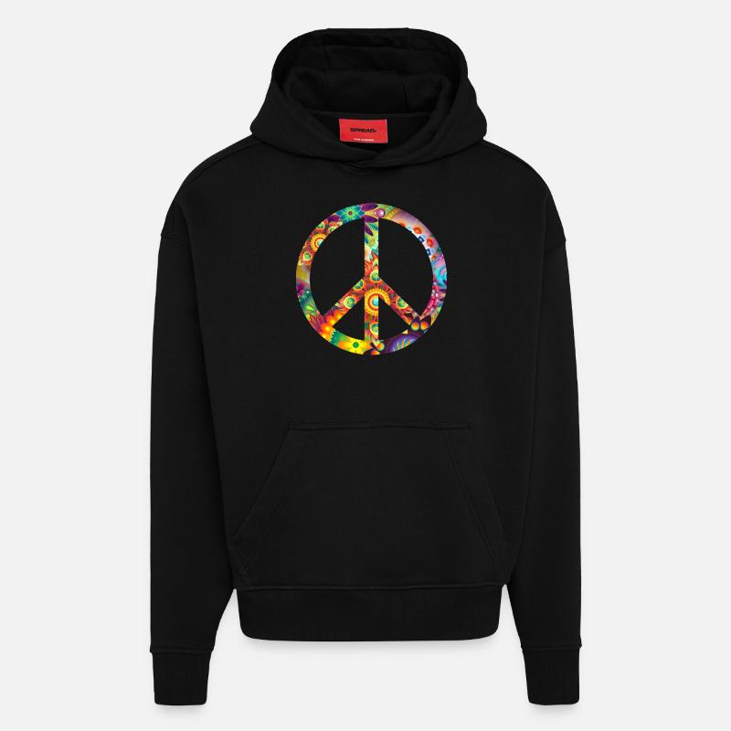 Peace - Sweat à capuche bio épais oversize fabriqué en UE - SOLID BLACK