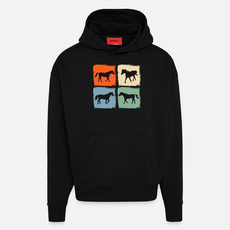 Monter à cheval - Sweat à capuche bio épais oversize fabriqué en UE - SOLID BLACK
