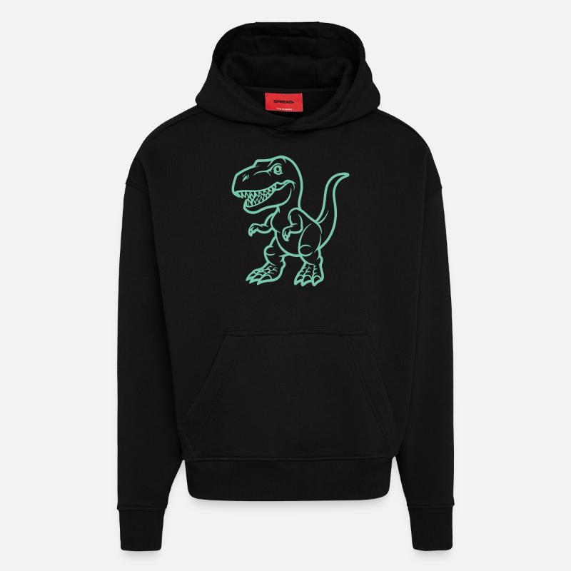 T Rex Comic - Hoodie- made by SPREAD  - SOLID BLACK