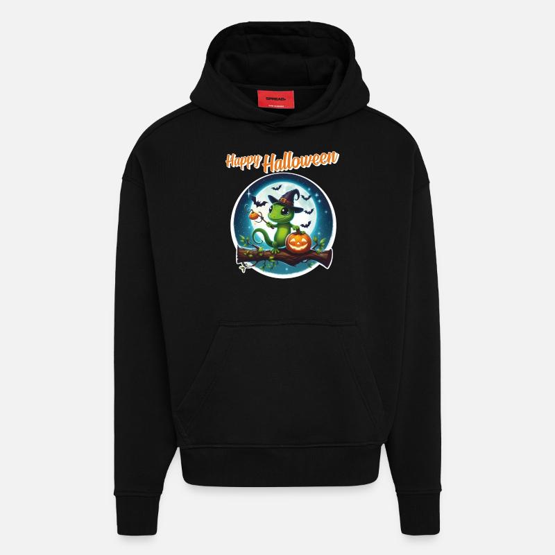 Wizard Gecko - Halloween - Hoodie- made by SPREAD - SOLID BLACK