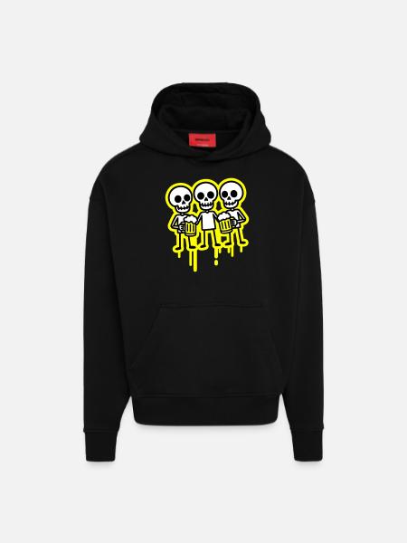 Party Crew Skeleton Beer - Hoodie- made by SPREAD  - SOLID BLACK