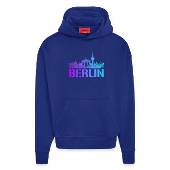 Berlin Skyline mit Berliner Wahrzeichen - Hoodie- made by SPREAD  - SOLID BLACK - Vorne