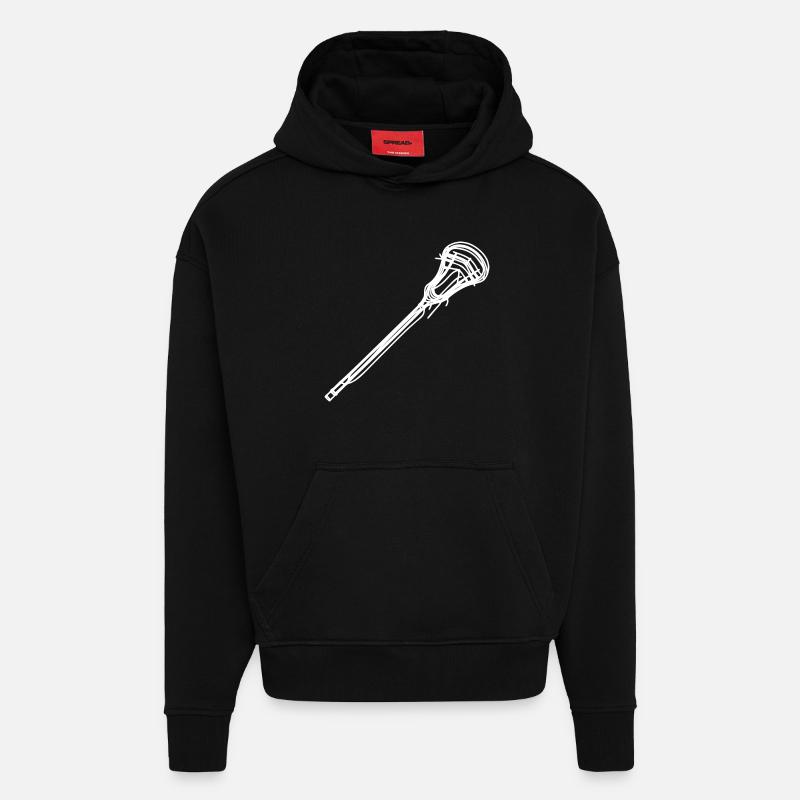 Croquis de raquette de crosse - Sweat à capuche bio épais oversize fabriqué en UE - SOLID BLACK