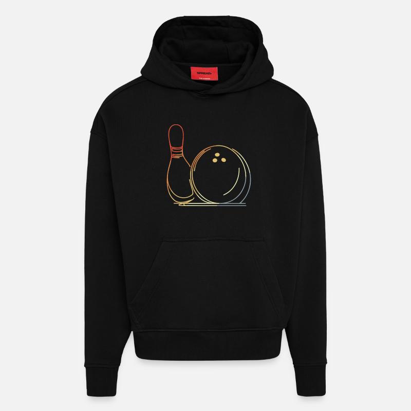 Bowlingkugel und Pin Skizze - Hoodie- made by SPREAD  - SOLID BLACK