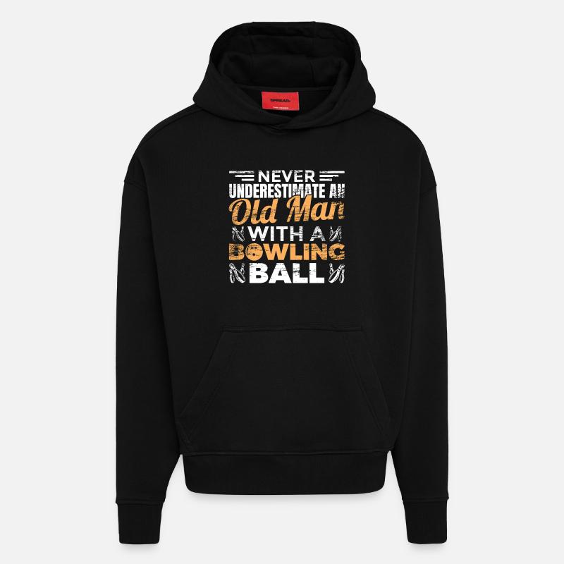 Grand-père du bowling - Sweat à capuche bio épais oversize fabriqué en UE - SOLID BLACK