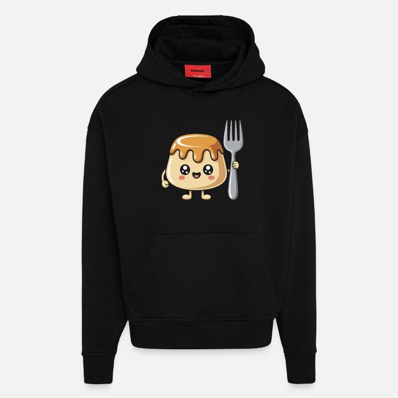 Pudding with fork - Hoodie- made by SPREAD  - SOLID BLACK