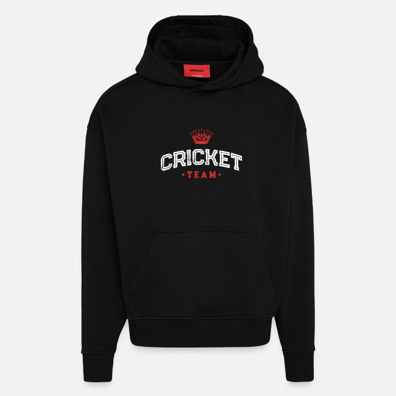 Équipe de cricket - Sweat à capuche bio épais oversize fabriqué en UE - SOLID BLACK