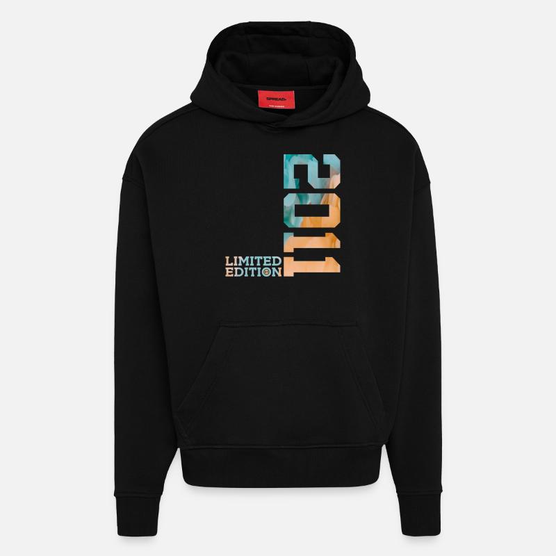 15E ANNIVERSAIRE ÉDITION LIMITÉE 2011 - Sweat à capuche bio épais oversize fabriqué en UE - SOLID BLACK