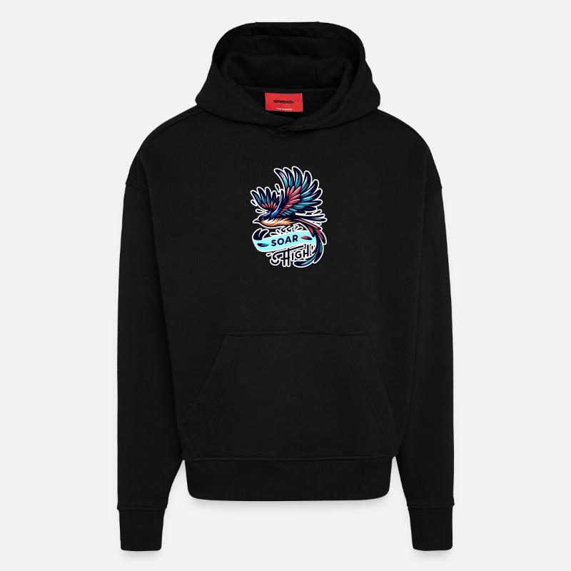 Soar High - Vogel Illustration - Hoodie- made by SPREAD  - SOLID BLACK