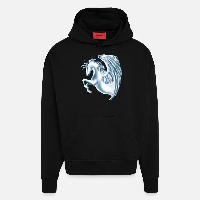 Pegasus (Remacle) - Sweat à capuche bio épais oversize fabriqué en UE - SOLID BLACK