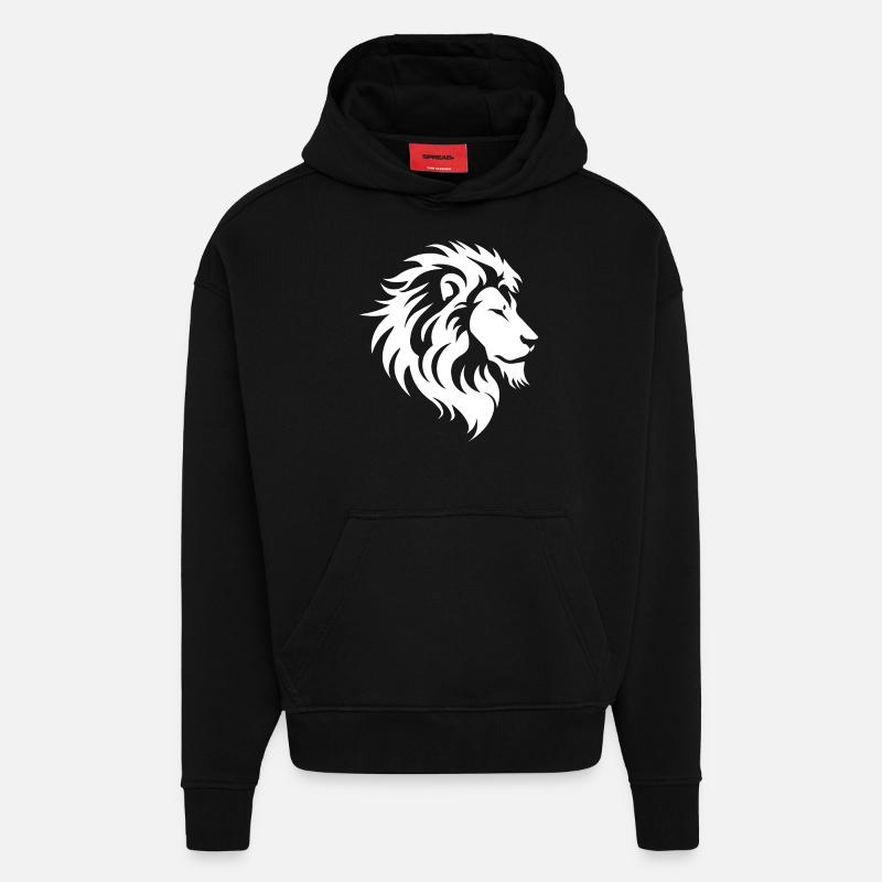 Lion - Sweat à capuche bio épais oversize fabriqué en UE - SOLID BLACK