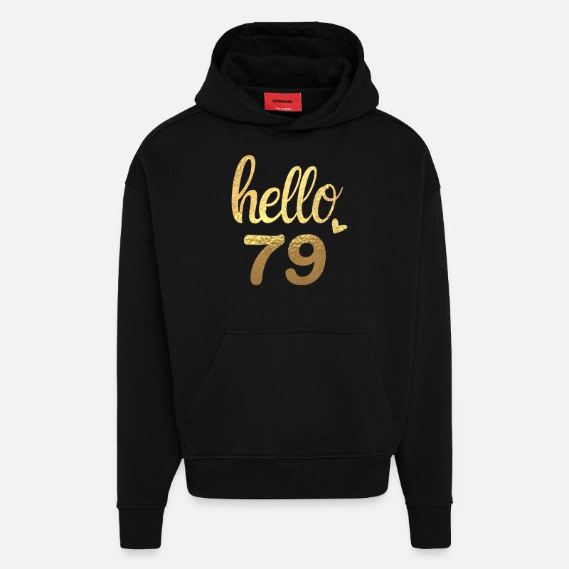 Hello 79 doré - Sweat à capuche bio épais oversize fabriqué en UE - SOLID BLACK