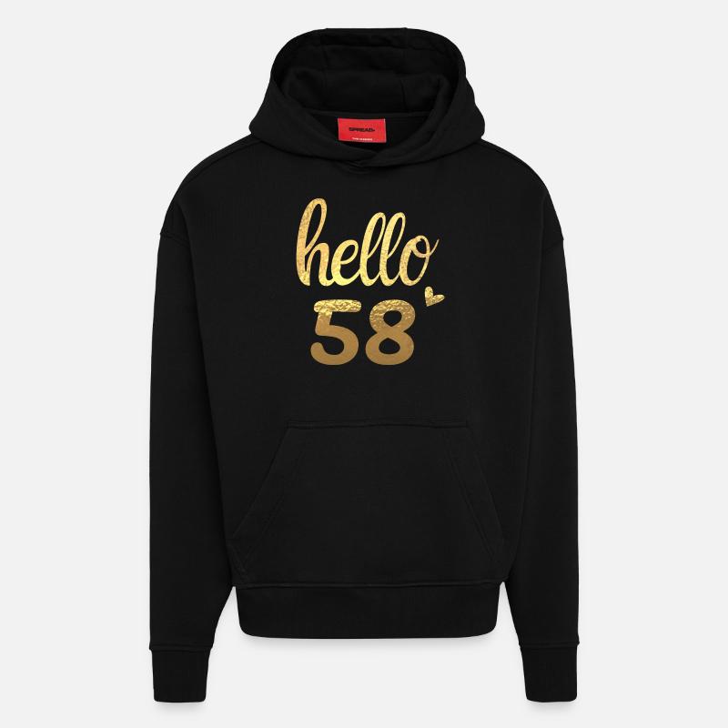 Hello 58 doré - Sweat à capuche bio épais oversize fabriqué en UE - SOLID BLACK