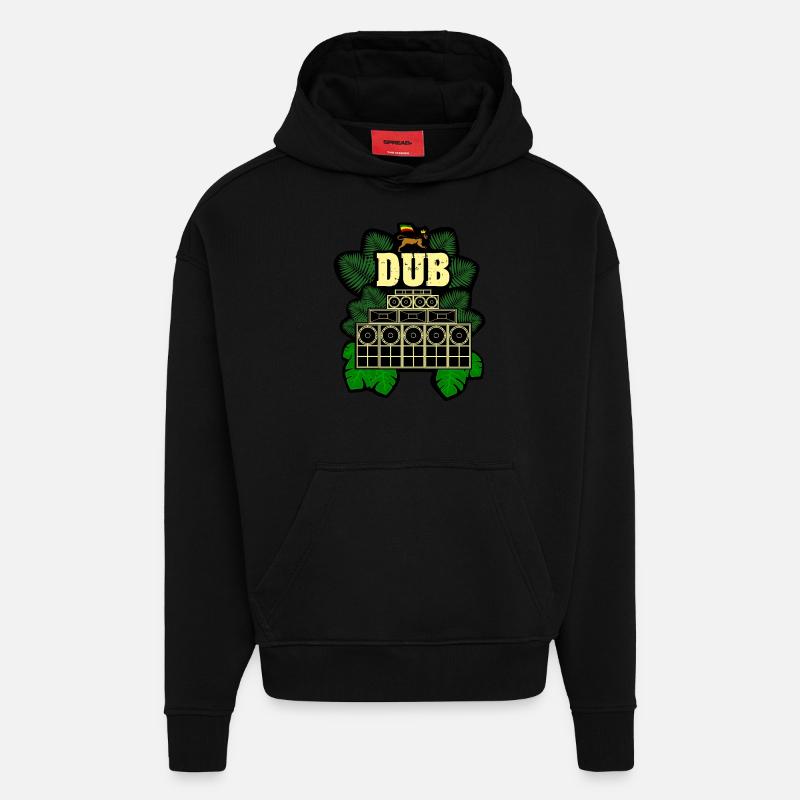 Système de sonorisation dub - Sweat à capuche bio épais oversize fabriqué en UE - SOLID BLACK