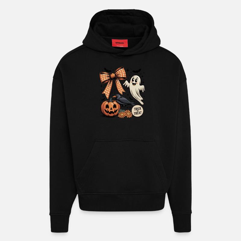 Fantôme d’Halloween - Sweat à capuche bio épais oversize fabriqué en UE - SOLID BLACK