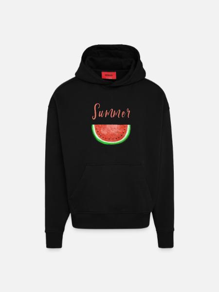 Summer Time Watermelon - Melon - Summer - Hoodie- made by SPREAD  - SOLID BLACK