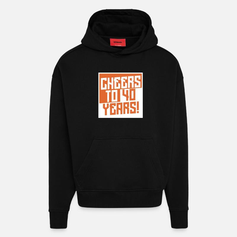 Vive nos 40 ans - Sweat à capuche bio épais oversize fabriqué en UE - SOLID BLACK