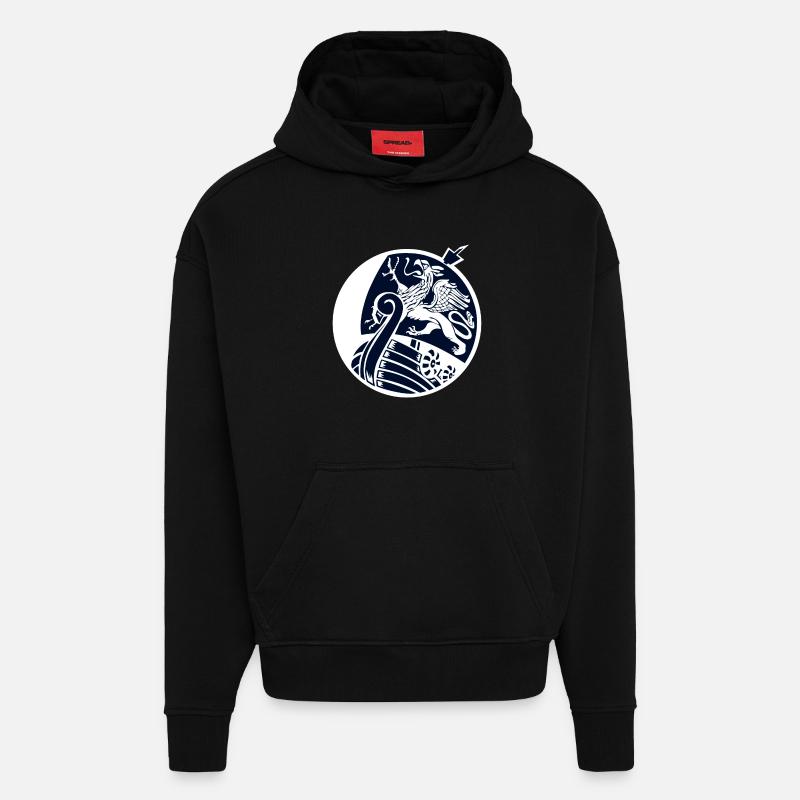 Rostock - Rouage - Bateau Viking - Sweat à capuche bio épais oversize fabriqué en UE - SOLID BLACK