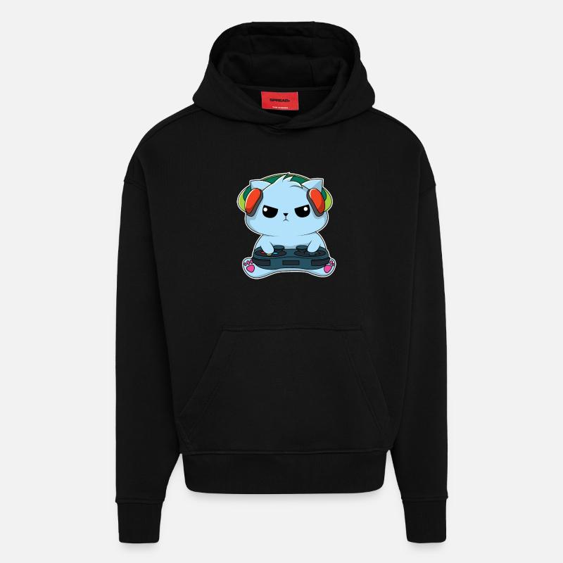 Gamer-Katze - Hoodie- made by SPREAD  - SOLID BLACK