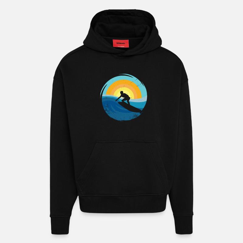 Surfeur - Planche de surf - Sweat à capuche bio épais oversize fabriqué en UE - SOLID BLACK
