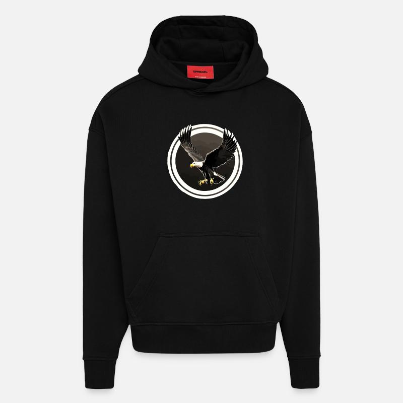 Eagle logo in circles - Hoodie- made by SPREAD  - SOLID BLACK
