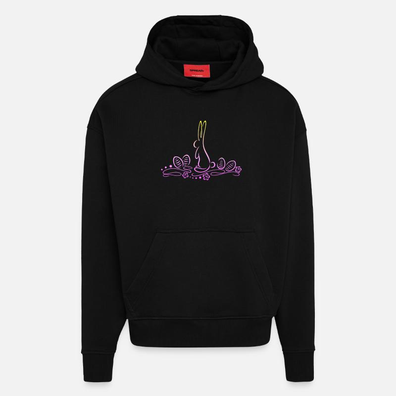 Easter Bunny Silhouette with Easter Eggs - Hoodie- made by SPREAD - SOLID BLACK