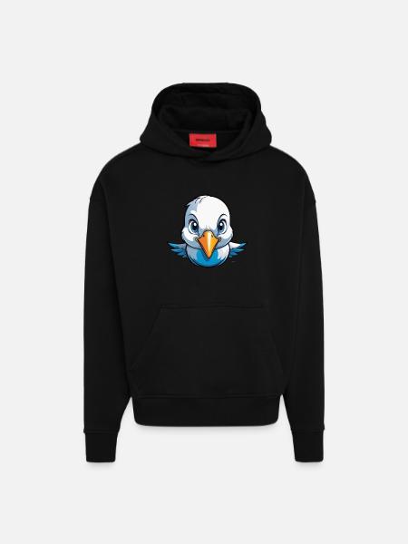 Little Dove Flying Ace - Hoodie- made by SPREAD  - SOLID BLACK