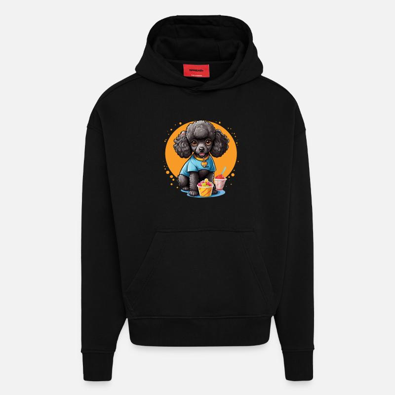 Caniche noir au dessert - Sweat à capuche bio épais oversize fabriqué en UE - SOLID BLACK