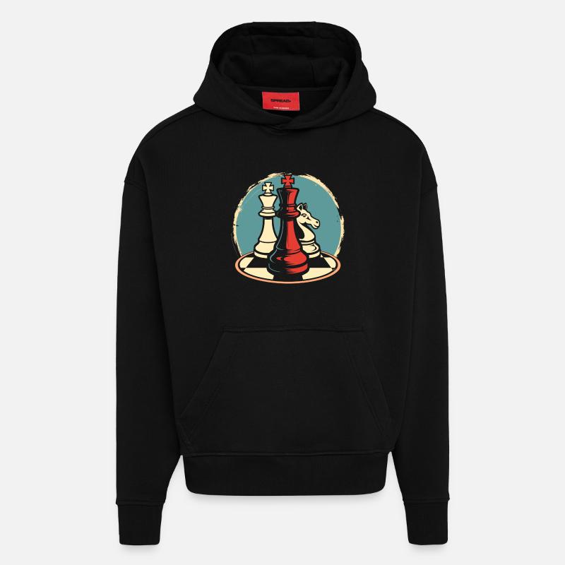 Chess Pieces Graphics - Hoodie- made by SPREAD  - SOLID BLACK