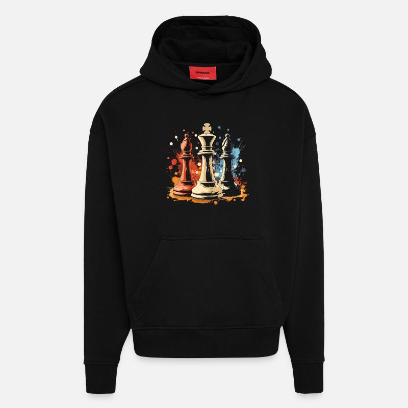 Chess Bishop and King Graffiti - Hoodie- made by SPREAD  - SOLID BLACK