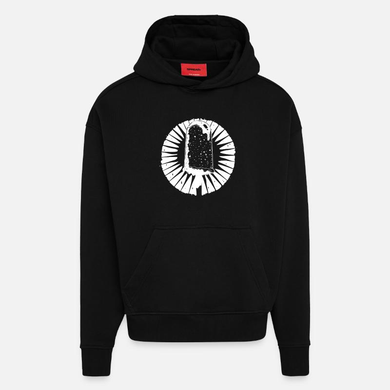 Croquis de crème glacée - Sweat à capuche bio épais oversize fabriqué en UE - SOLID BLACK