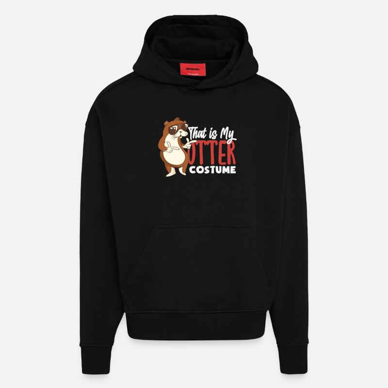 Déguisement de loutre de mer - Sweat à capuche bio épais oversize fabriqué en UE - SOLID BLACK