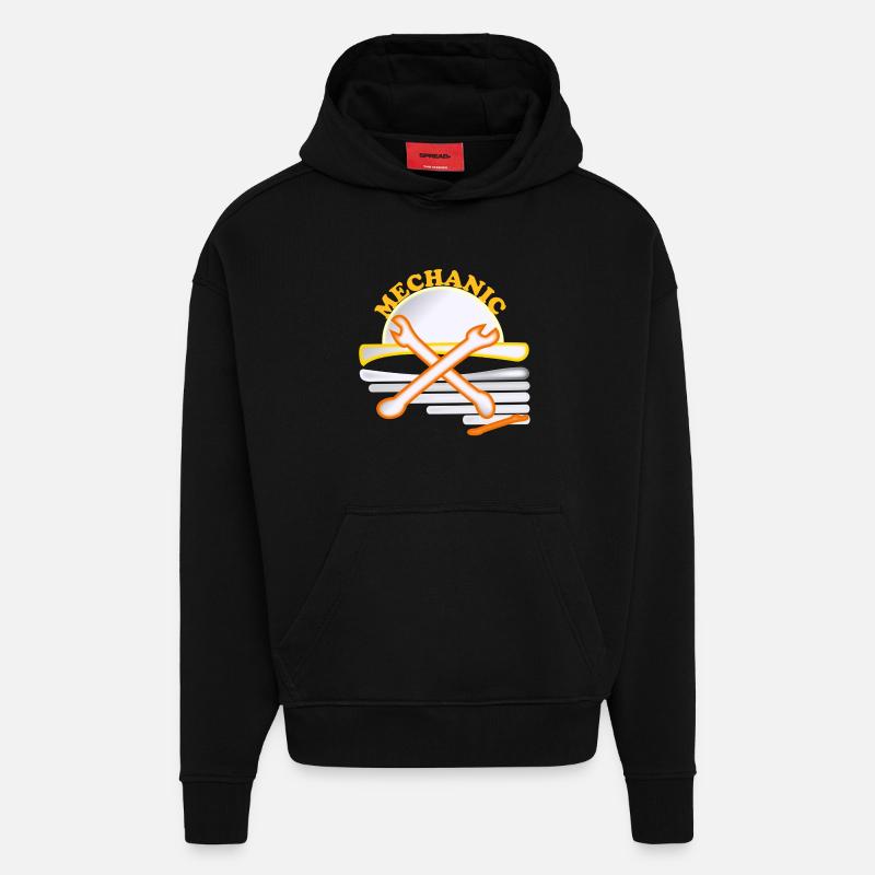 clé à molette - Sweat à capuche bio épais oversize fabriqué en UE - SOLID BLACK