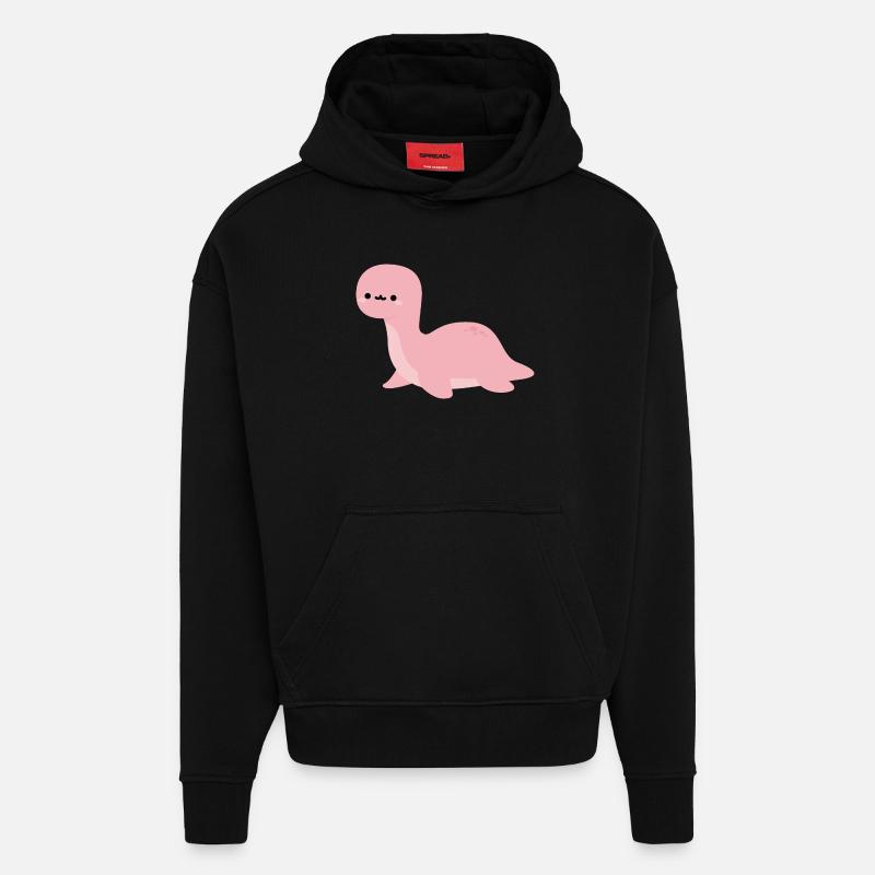 Brontosaurus Harmonica - Sweat à capuche bio épais oversize fabriqué en UE - SOLID BLACK