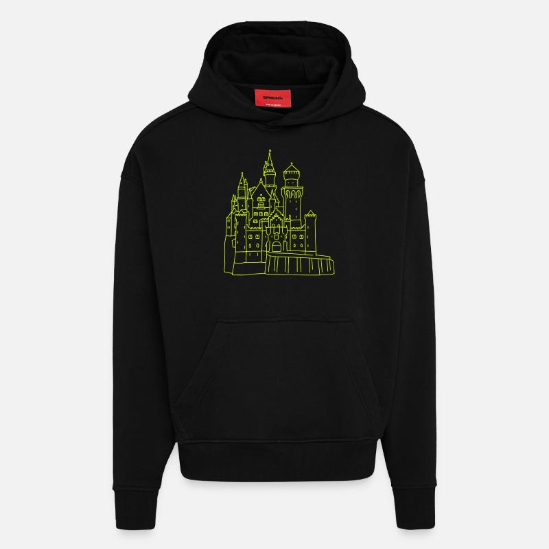 Château de Neuschwanstein - Sweat à capuche bio épais oversize fabriqué en UE - SOLID BLACK