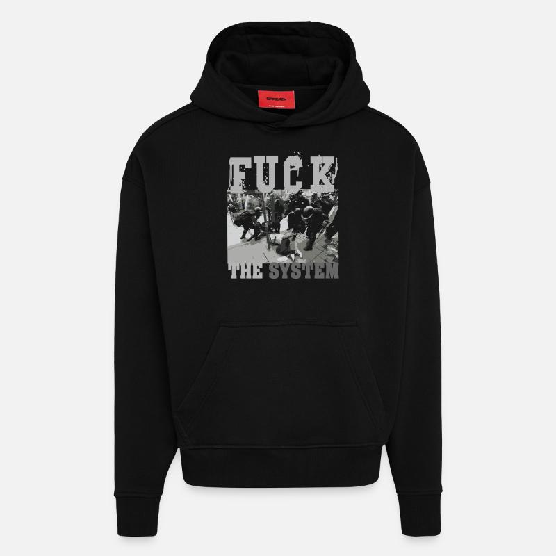 Fuck the System - Hoodie- made by SPREAD  - SOLID BLACK