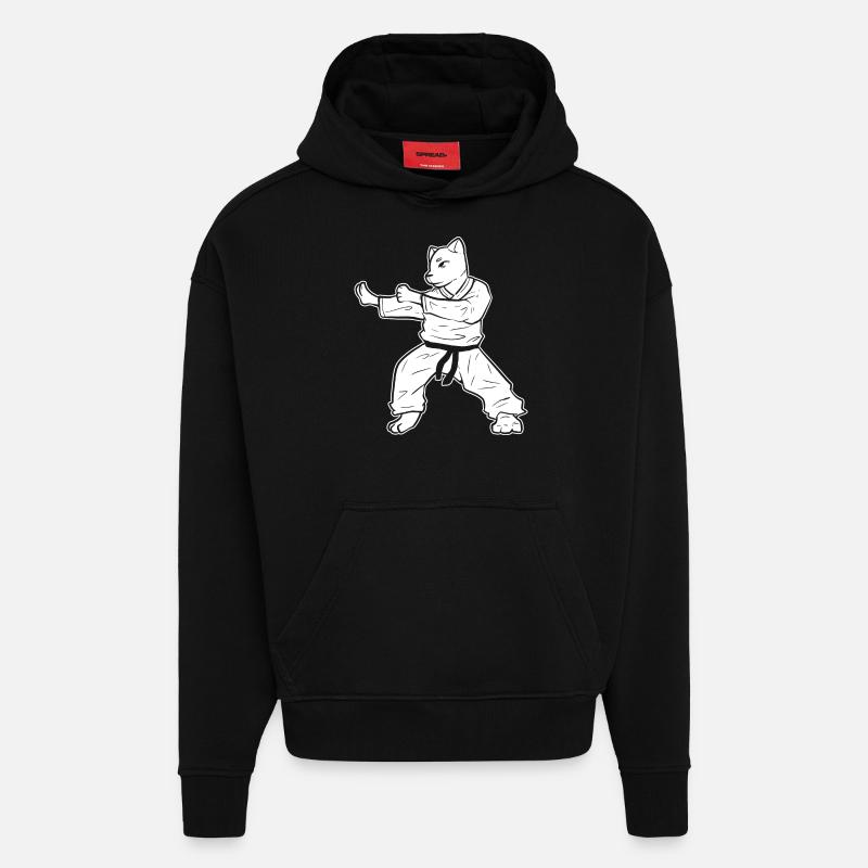 Karate Katze Selbstverteidigung - Hoodie- made by SPREAD  - SOLID BLACK